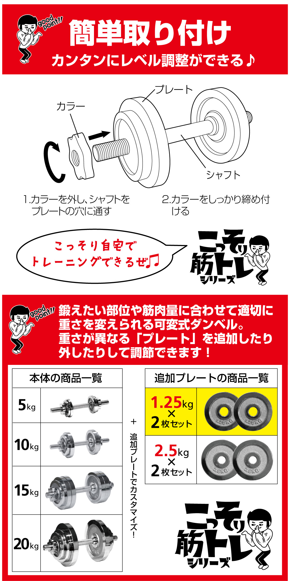 TIGORA ティゴラ 着脱式ダンベルプレート 1.25kg ダンベル