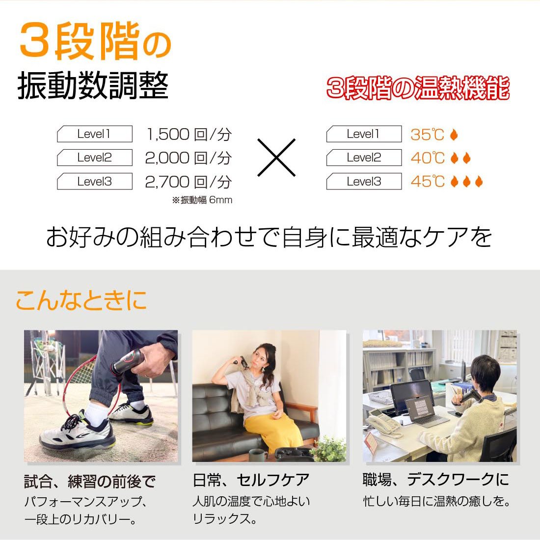 TIGORA ティゴラ ボディケアガン 温熱 パワフル振動 軽量 静音