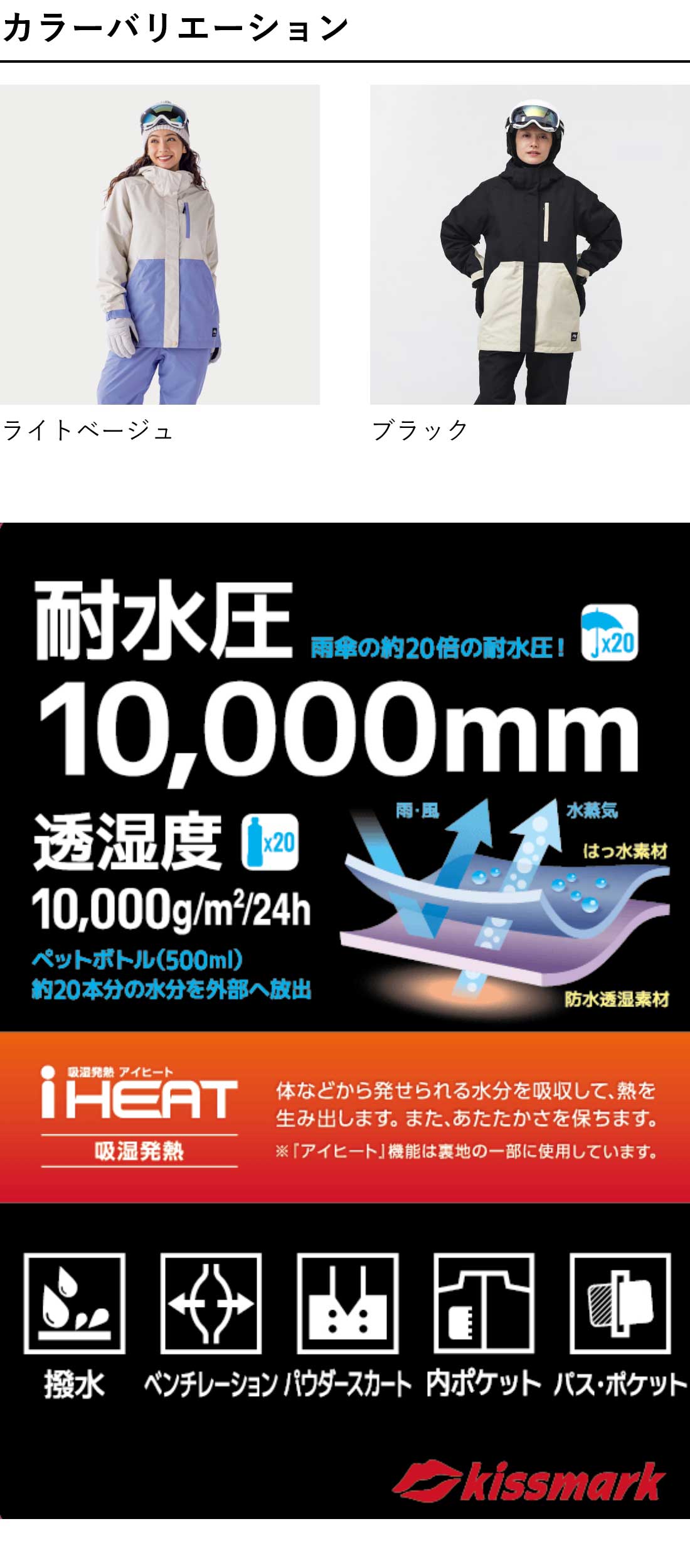 kissmark（キスマーク） レディース スノーボード ジャケット レディス