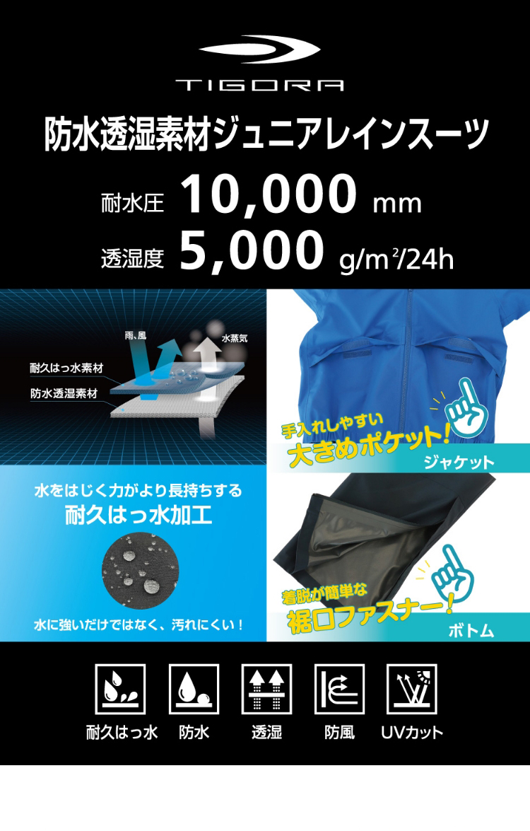 TIGORA ティゴラ アウトドア レインウェア上下セット 防水透湿