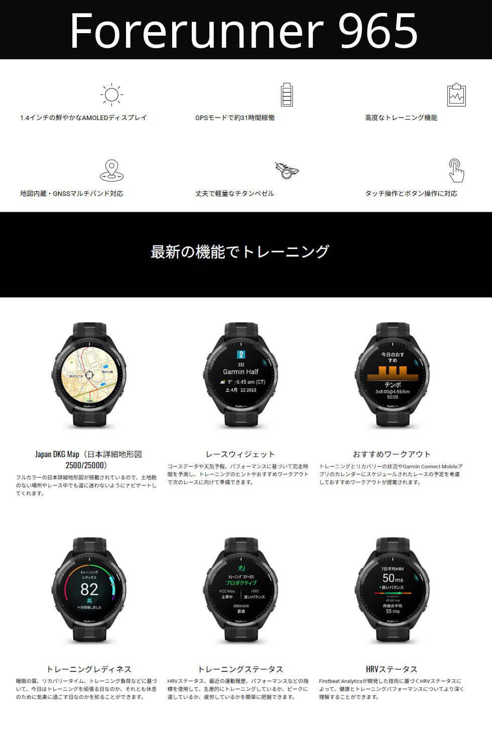 GARMIN（ガーミン） Forerunner 965 Black フォアランナー965