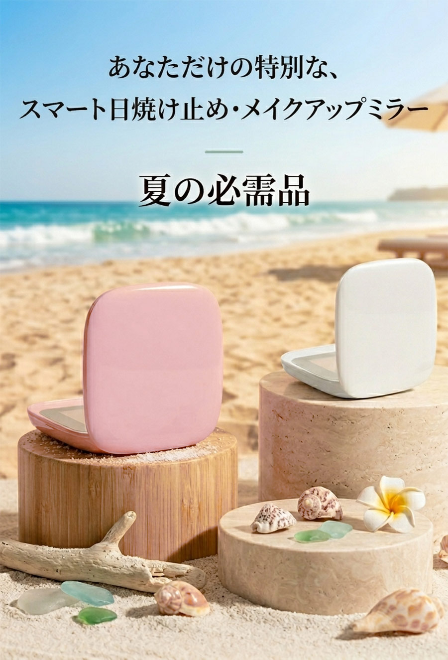 UVカメラ搭載 コンパクトミラー LEDライト付き ミラー 調光 UVチェック