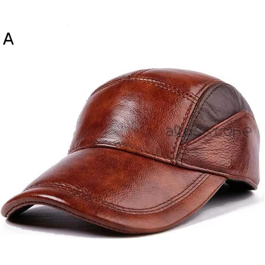 ハンチング帽 冬 革 男性 帽子 カジュアル 野球帽ビスコース 男性 女性 カジュアル 帽子 調節可能 サイズ (Color A