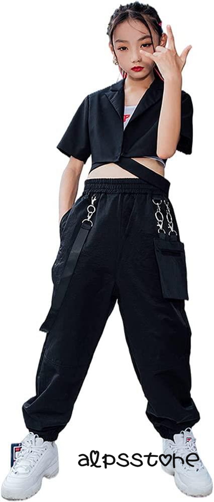 キッズダンス衣装 セットアップ ヒップホップ ガールズ ジャズダンス 子供服 ヒップホップ スーツセット パンツ 女の子