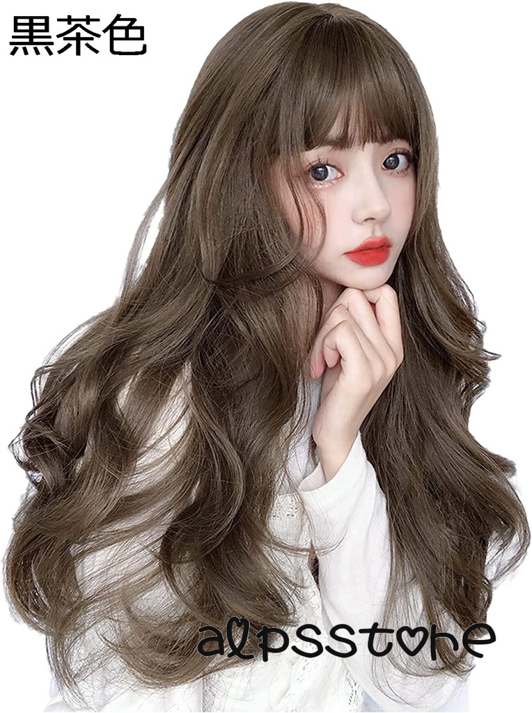 ウィッグ ロング ウェーブ ピンクブラウン グラデ 巻き髪 耐熱 韓国 モテ髪 通販