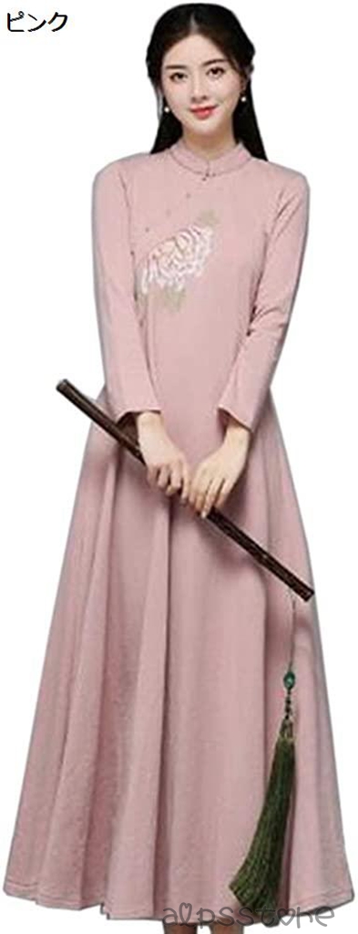 エスニックスタイル 春 秋 茶服 禅スタイル チャイナドレス プリント スカート 中国 ロング スカート スカート ロング スカート