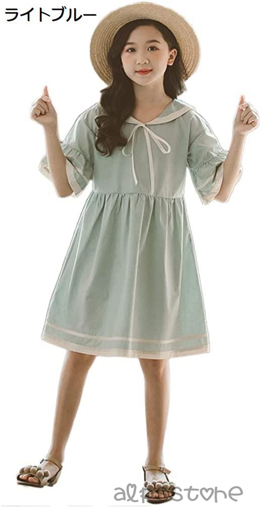 【SALE／59%OFF】子供服 ワンピース 女 子 ドレス ガールズ 子供ドレス 丸衿 半袖 女児 ワンピース 学生感 通気性 発表会 入学式 フォーマル 普段着
