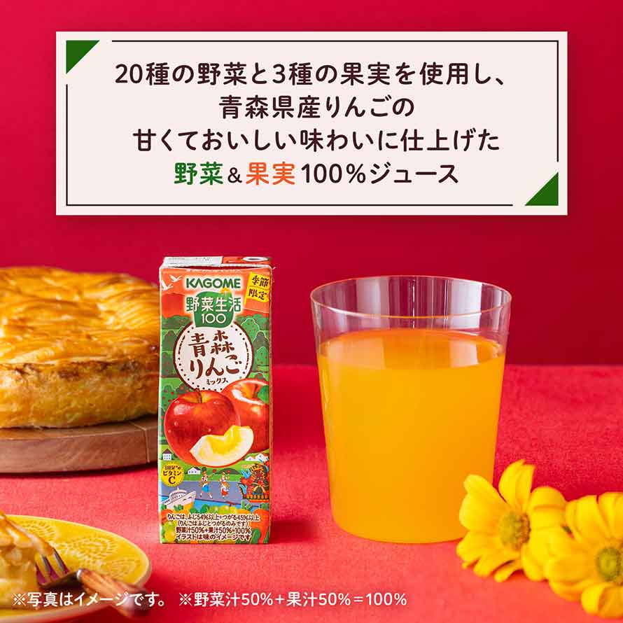 野菜生活100 カゴメ 青森りんごミックス 195ml x 24本 2ケース以上送料