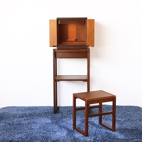 仏壇 台 ラック 天然木 ウォールナット材 幅40cm 高さ82.5cm 引出付 膳