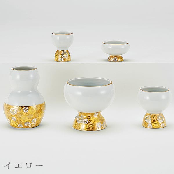 仏具 五具足 ホビット 九谷焼 カラー3色 絵付 花詰 九谷五彩 磁器 花立