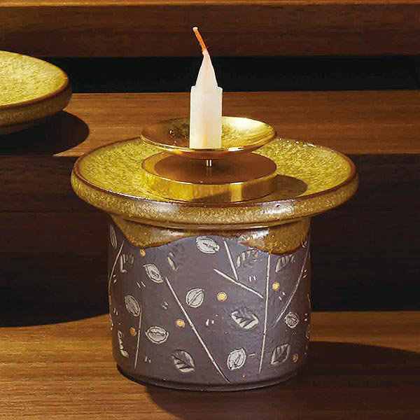 仏具 森林香 ツイン 陶器 火立 香炉 仏飯器 茶湯器 フェルト付 現代