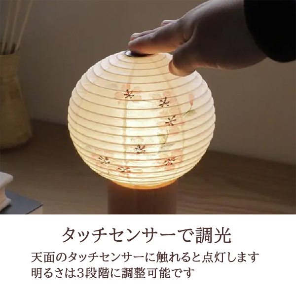 盆提灯 tocco（トッコ） 桜 和紙 八女提灯絵師 絵付け 天然木 ブナ LED