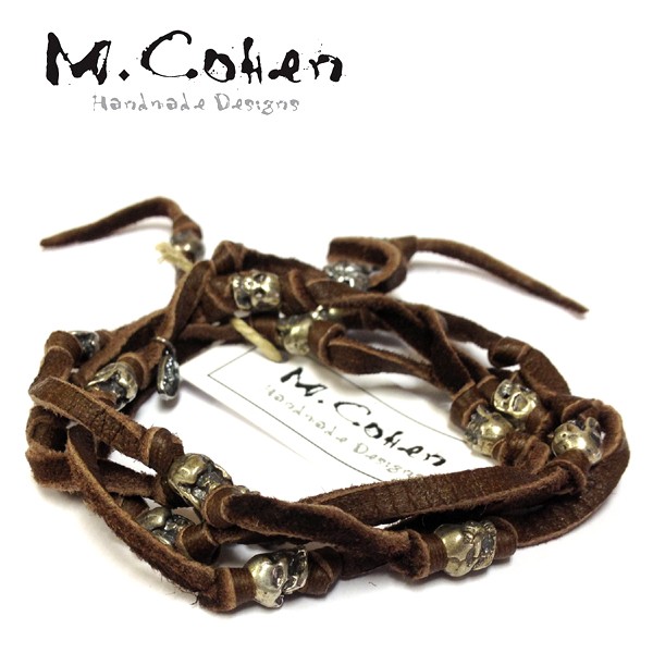 エムコーエン M.cohen レザー 4連 スカル ラップ ブレスレット LEATHER