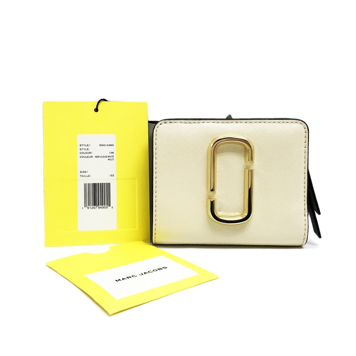 2023年春夏新作 マーク ジェイコブス 財布 Marc Jacobs THE SNAPSHOT MINI COMPACT WALLET  M0013360 136 レディース 二つ折り財布 レザー CLOUD WHITE MULTI