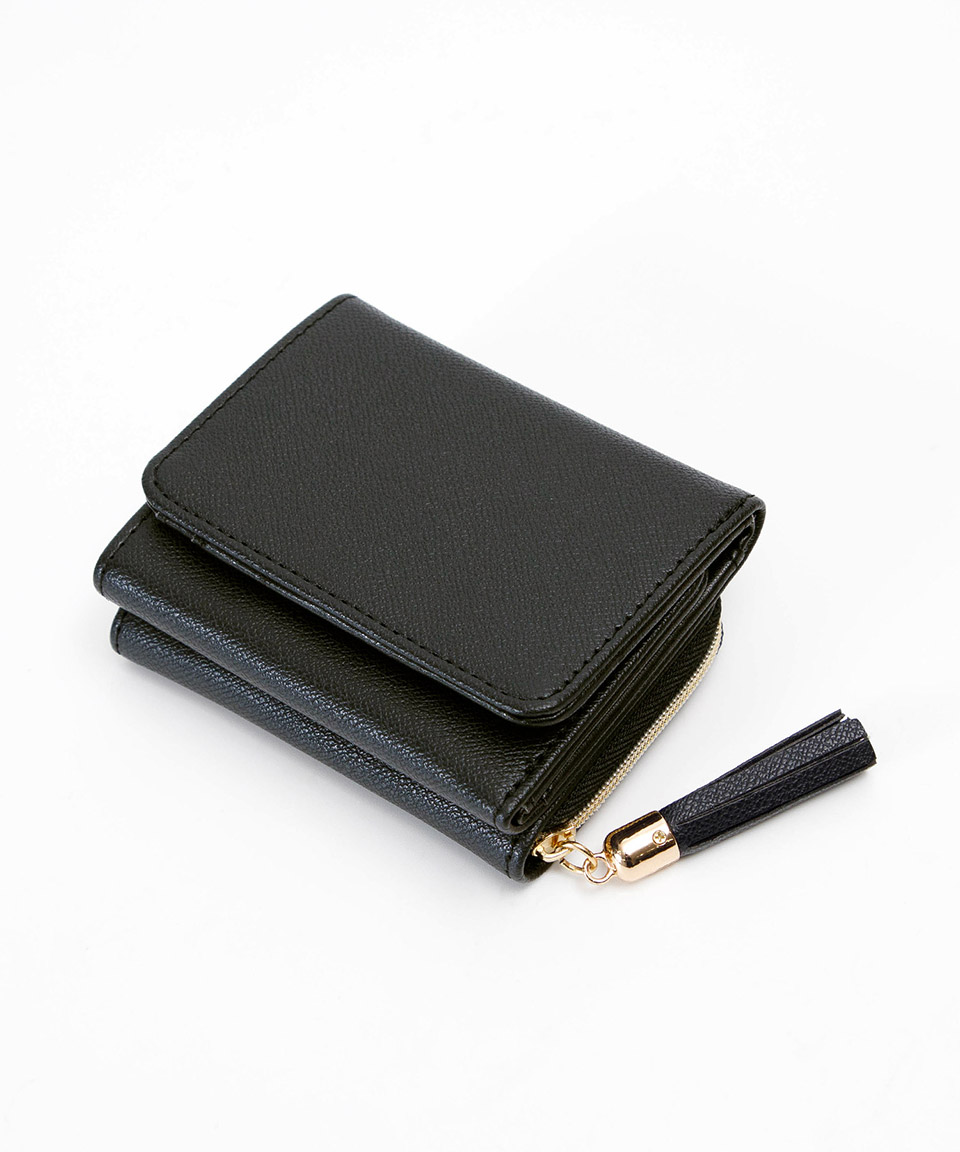 タッセル付き 三つ折り 財布 コンパクト 小さい財布 さいふ シンプル 大人 上品 タッセル フリン...