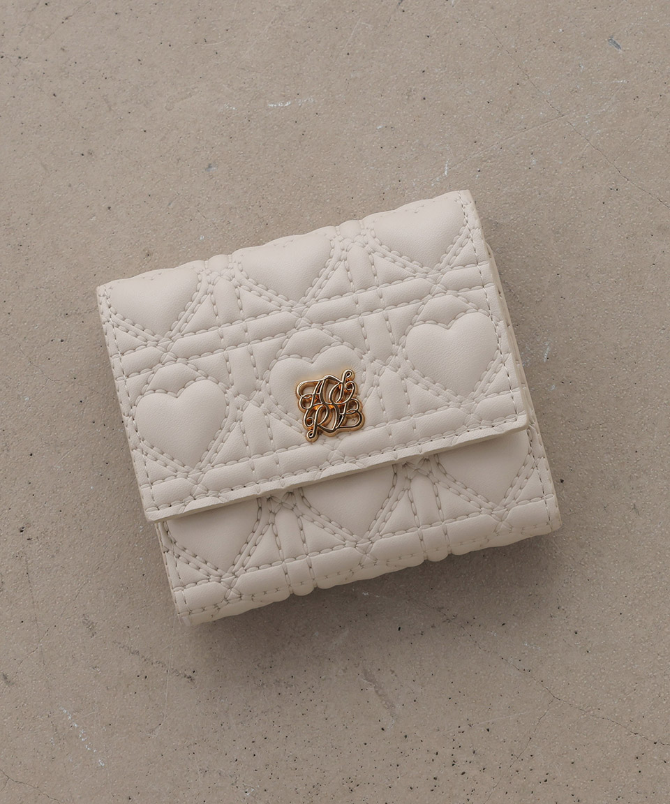 [爆買]財布 レディース ボックスコイン ミニ ミニ財布 さいふ 三つ折り コンパクト 小さい 小さめ ハート キルティング キルト かわいい | ALTROSE | 01