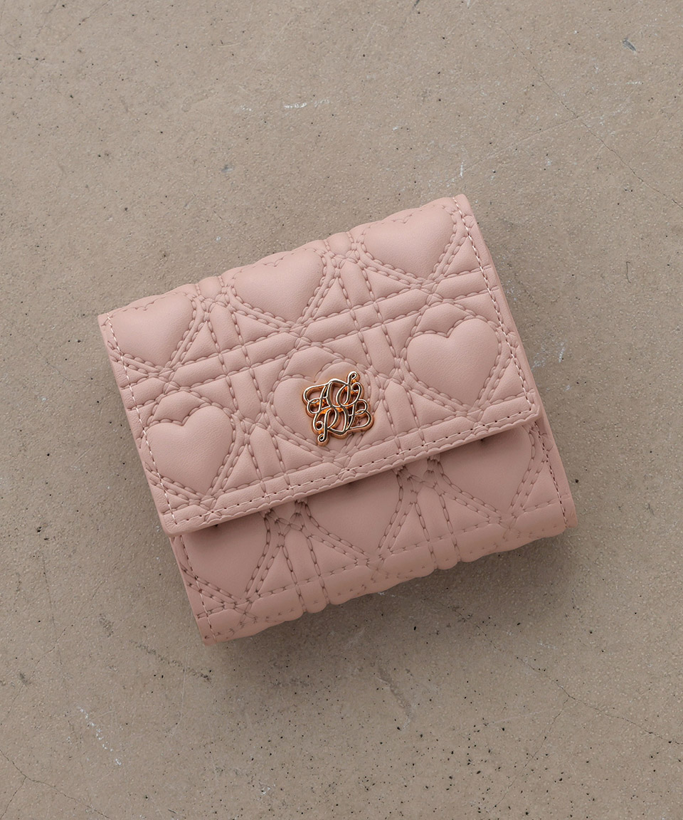 [爆買]財布 レディース ボックスコイン ミニ ミニ財布 さいふ 三つ折り コンパクト 小さい 小さめ ハート キルティング キルト かわいい | ALTROSE | 02