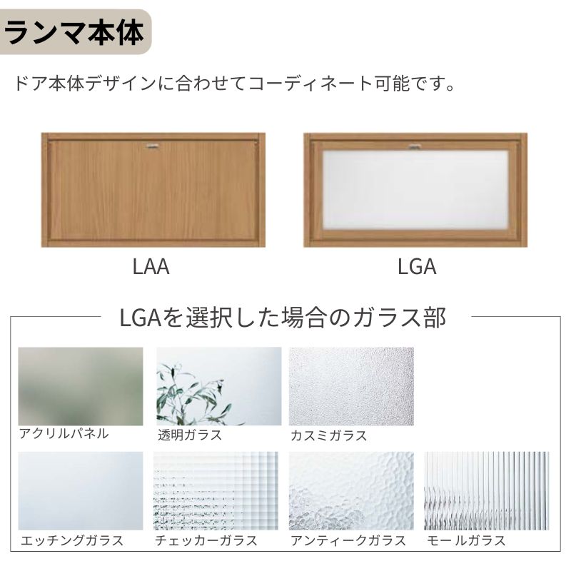 ラシッサ LIXIL ランマ付 室内ドア ラシッサS ノンケーシング枠 LGK 片