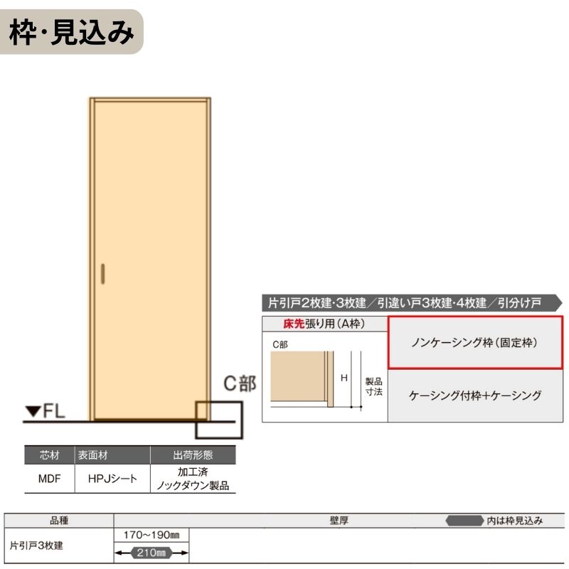 可動間仕切り LIXIL 室内引戸 上吊方式 片引戸3枚建 ラシッサS アルミタイプ LZA 3220/3223 ノンケーシング枠 リクシル トステム 引き戸 リフォーム DIY_5