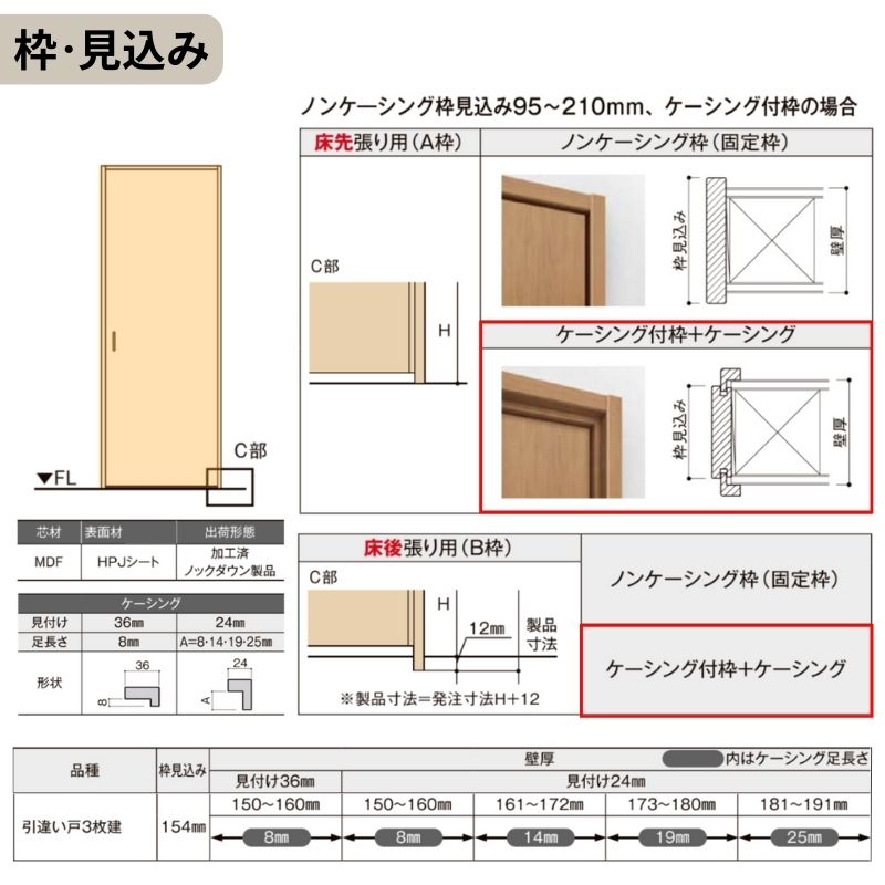 ラシッサ オーダーサイズ LIXIL 室内引戸 引違い戸 3枚建 ラシッサS V