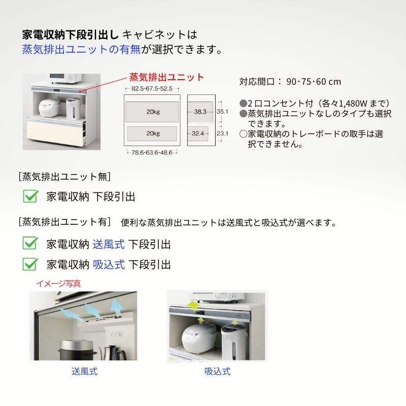 ノクト カップボード 食器棚 間口195cm(75+60+60cm) フロア