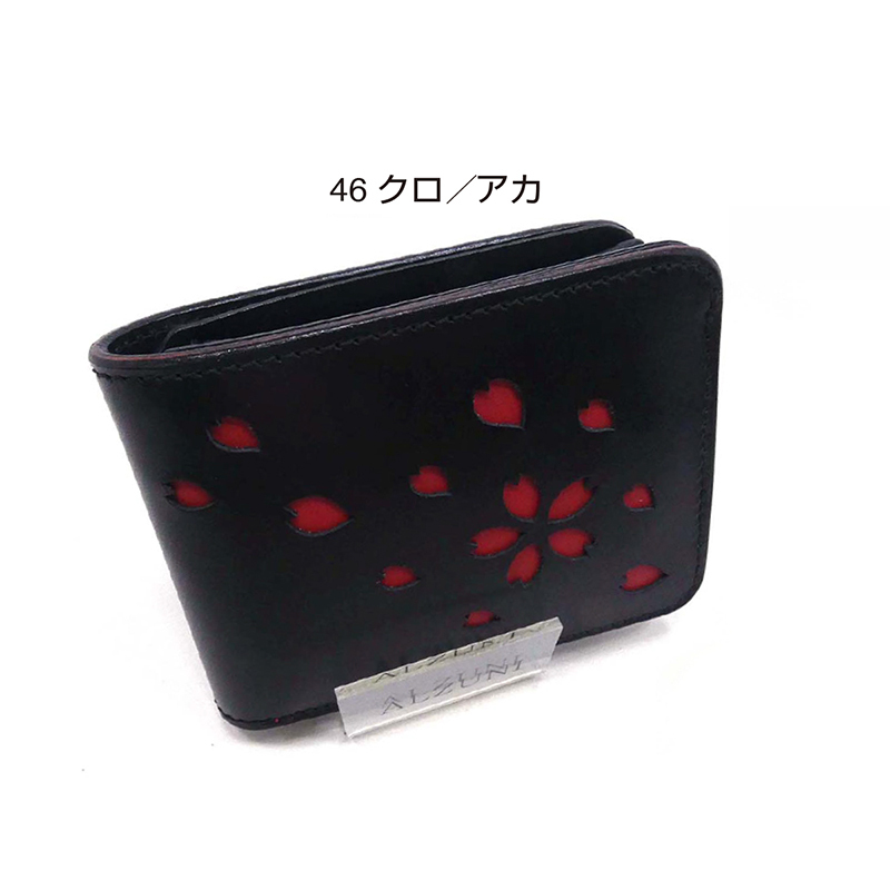 二つ折り財布 桜 サクラ さくら 和柄 サドルレザー メンズ レディース 