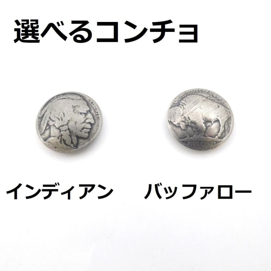 ALZUNI 二つ折り コンチョ サドルレザー メンズ レディース