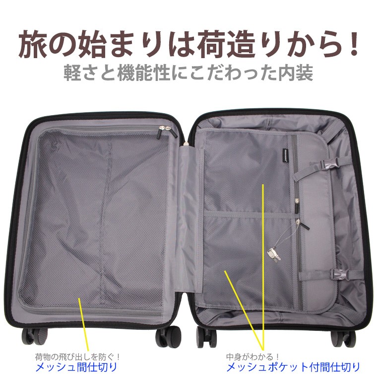 スーツケース キャリーバッグ 超軽量 中型 Mサイズ キャリーケース TSA