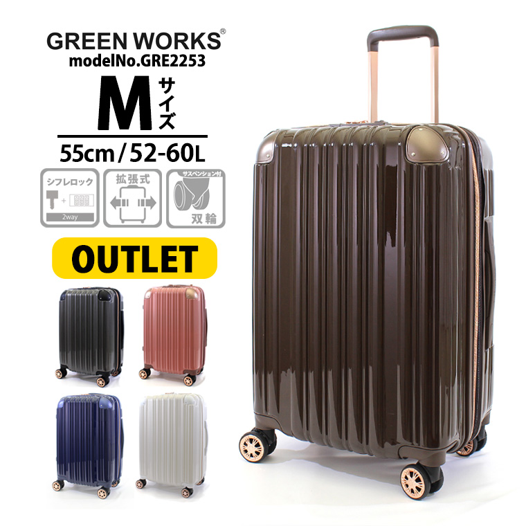 【アウトレット】スーツケース キャリーケース キャリーバッグ Mサイズ 拡張機能 双輪 中型 軽量 メンズ レディース シフレ GRE2253 55cm