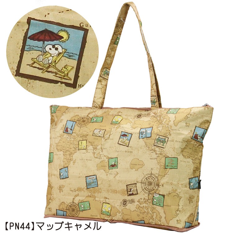 スヌーピー Vintage PEANUTS  マップ柄 SNOOPY トートバッグ 折りたたみ サブ...