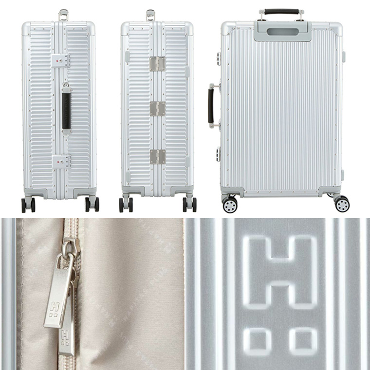 シルバー アルミニウム キャリーケース 中型 65L ヒロディービーシー HIRODBC スーツケース Mサイズ 60L 中型