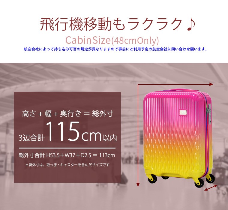 48cmは機内持ち込み可サイズ(キャビンサイズ)
