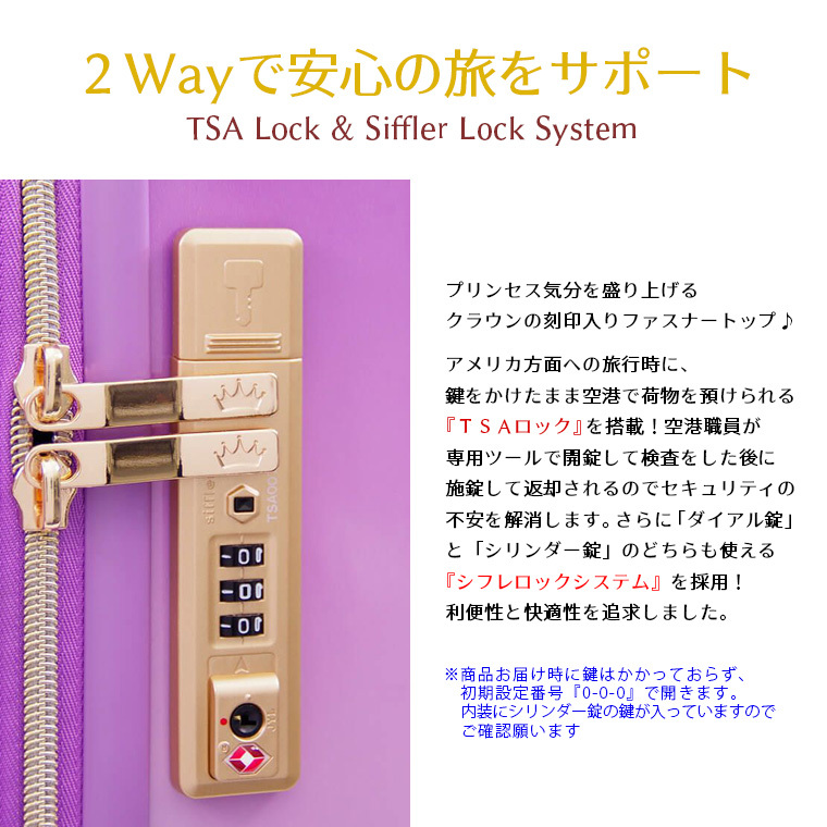 安心の２Wayタイプ！TSAロック搭載