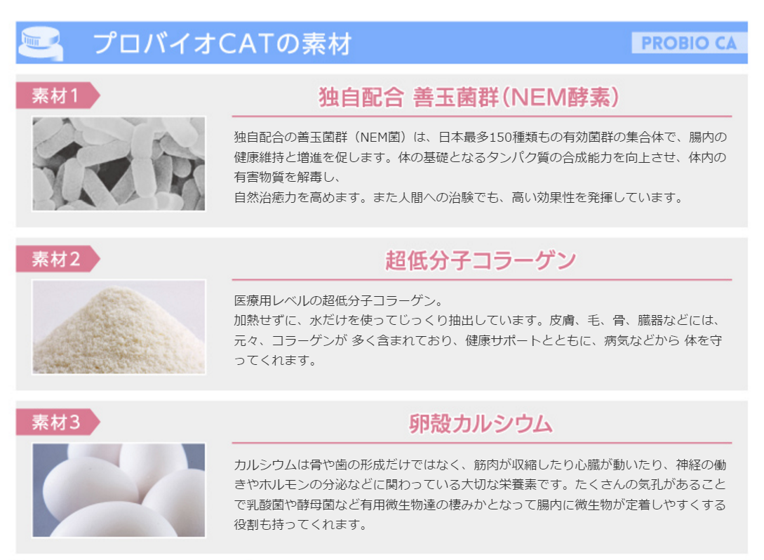 プロバイオCAT：愛猫のアトピー、アレルギー、腎臓、肝臓