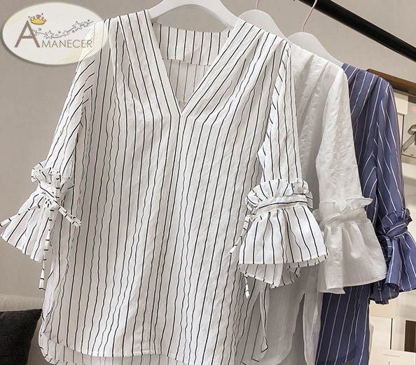 ブラウス シャツ ウィメンズ ストライプ ミックス 半袖シャツ / 255303 SH278 レディース y3082_nv.jpg?fitin=720:720