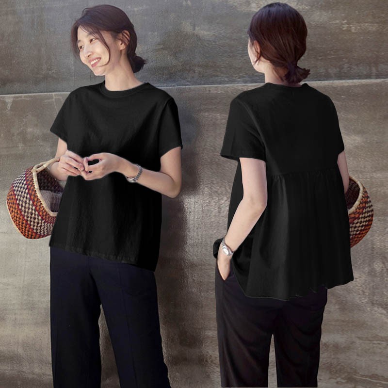 【VIP価格！】ALAIA ブラック ペプラム Tシャツ Tシャツ ペプラムトップス ペプラム風Tシャツ ゆるTシャツ 黒 白