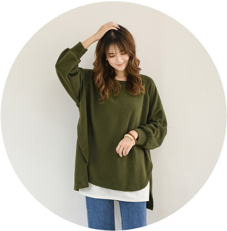 プルオーバー Tシャツ ゆるトップス ゆったり 丸め裾 スリット入り レディース トップス プルオーバー Tシャツ ゆるトップス ゆったり 丸め裾 スリット