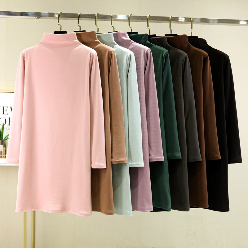 裏起毛 Tシャツ ロングTシャツ 無地 ハイネック Tシャツワンピース 保温防寒 |  | 11