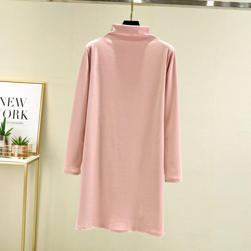 裏起毛 Tシャツ ロングTシャツ 無地 ハイネック Tシャツワンピース 保温防寒 |  | 05