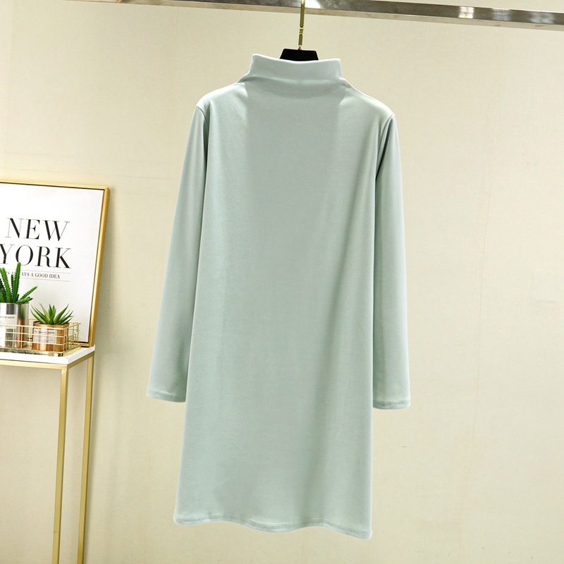 裏起毛 Tシャツ ロングTシャツ 無地 ハイネック Tシャツワンピース 保温防寒 |  | 07