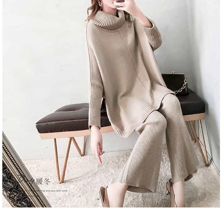 セットアップ 上下セット ニット プルオーバー タートルネック