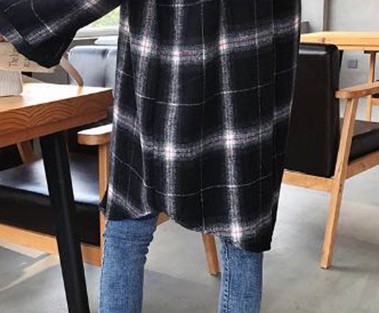 チェック シャツ ロングシャツ ボーイフレンド風 カジュアル