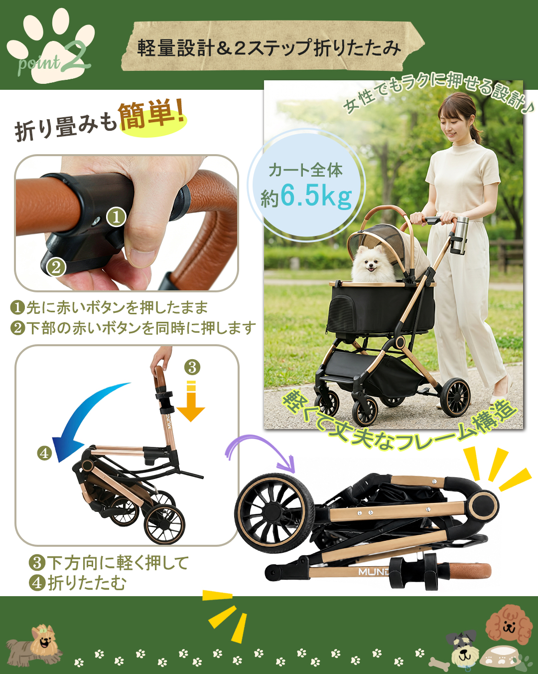 新入荷1000円OFF]ペットカート 犬 猫 分離型 折りたたみ 小型犬 中型犬