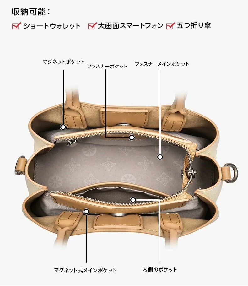 FUKUTA ハンドバッグ ショルダーバッグ レディース 軽量 大容量 斜