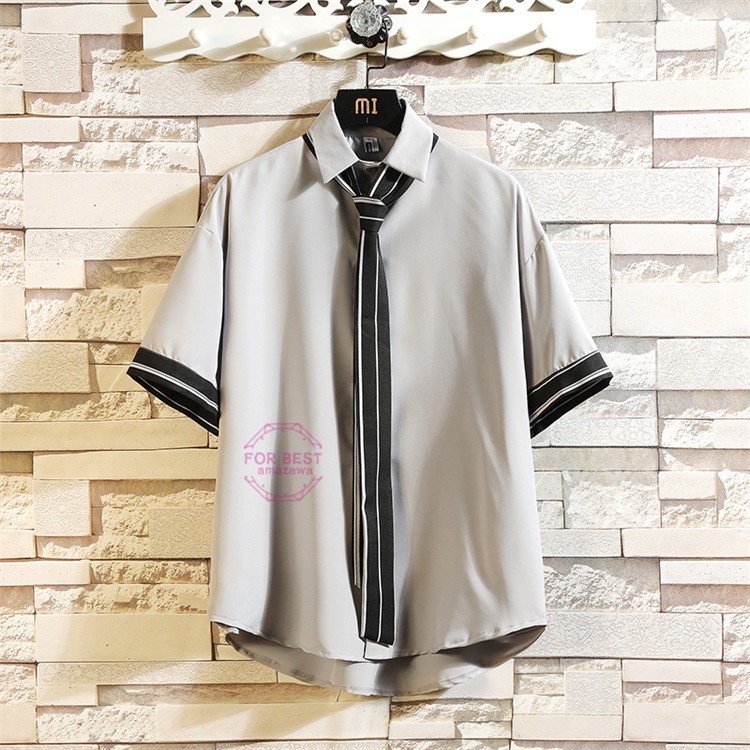 カジュアルシャツ メンズ 夏 ネクタイ付き 半袖シャツ 白シャツ ワイシャツ カジュアル ビジネス 新作 Fb For Best 通販 Yahoo ショッピング