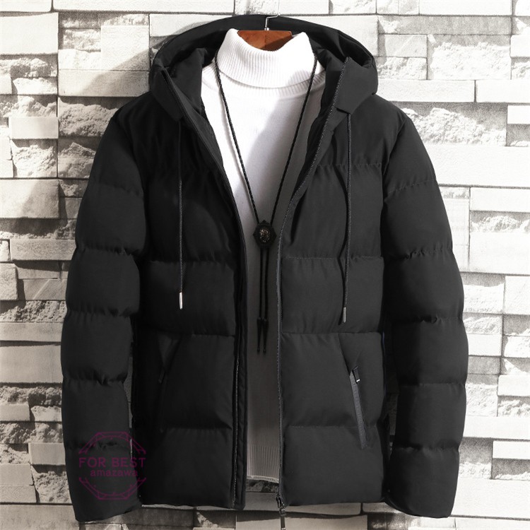 ダウンジャケット メンズ 中綿ジャケット キルティングジャケット 無地 フード付き 防寒 防風 春服 年中無休