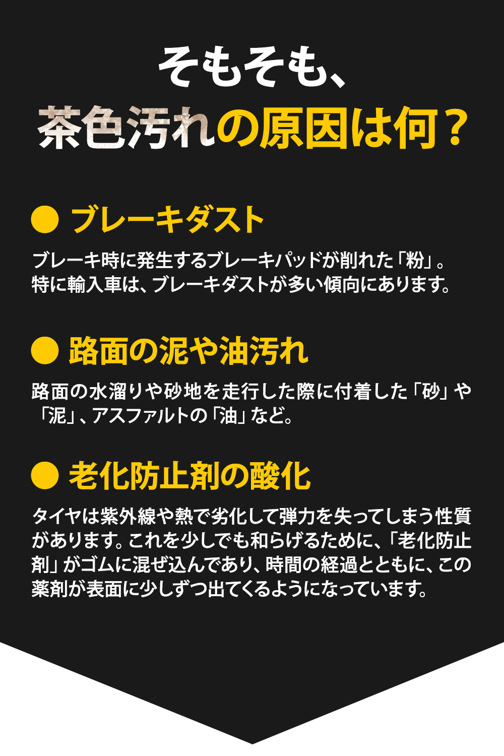 タイヤ 茶色 汚れ