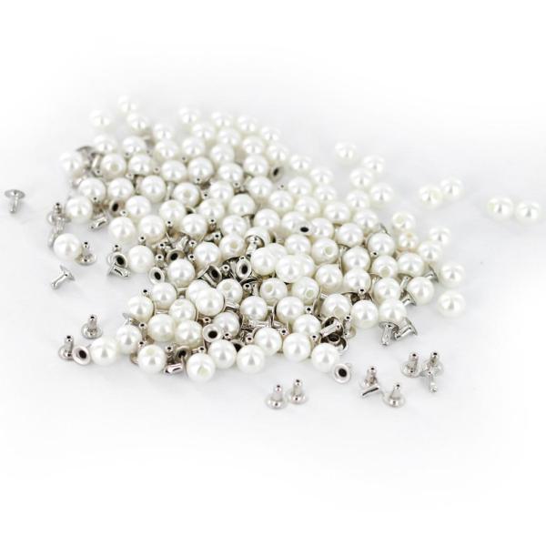 KOZEEY 約100個 人工パール カシメ 飾り カシメ デザイン リベット DIY 工芸品 リベット パール