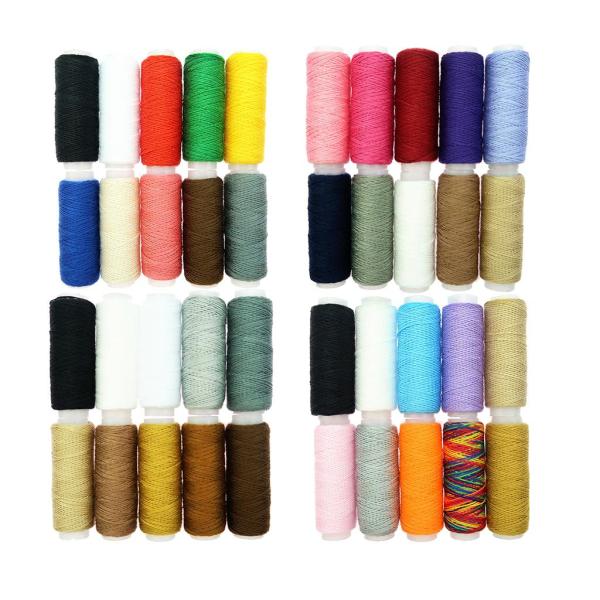 約24ピース カーブ針 特殊針 縫い針 縫い糸 10色 ポリエステル製 カーペット キャンバス 多目的