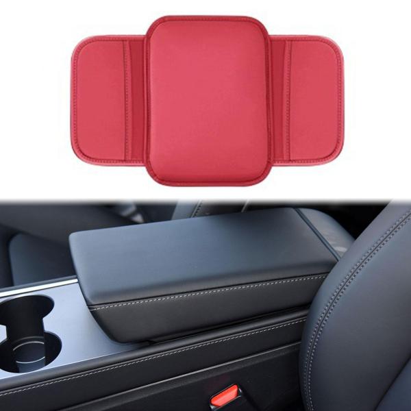 車のセンターコンソールカバー ユニバーサル自動車アームレストカバー 車 SUV セダン用 赤